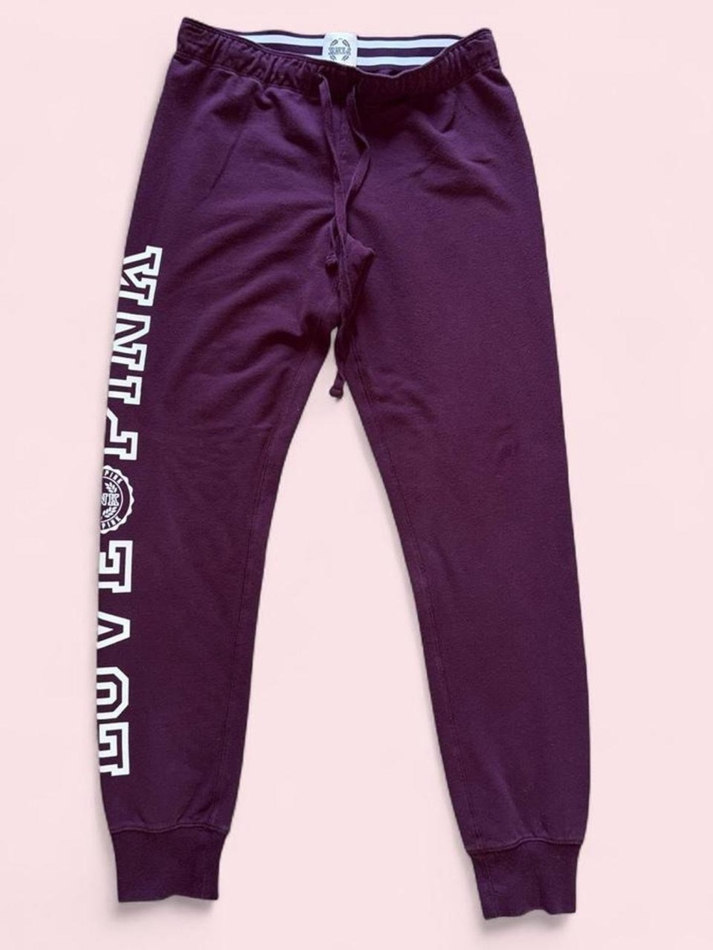 PINK Victoria's Secret Plum Jogger Sweatpants with White Stripes